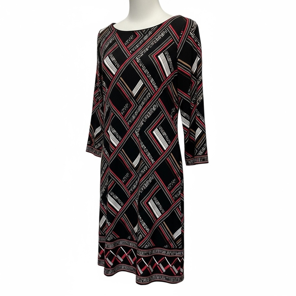 White House Black Market Black and Red Geometric Dress